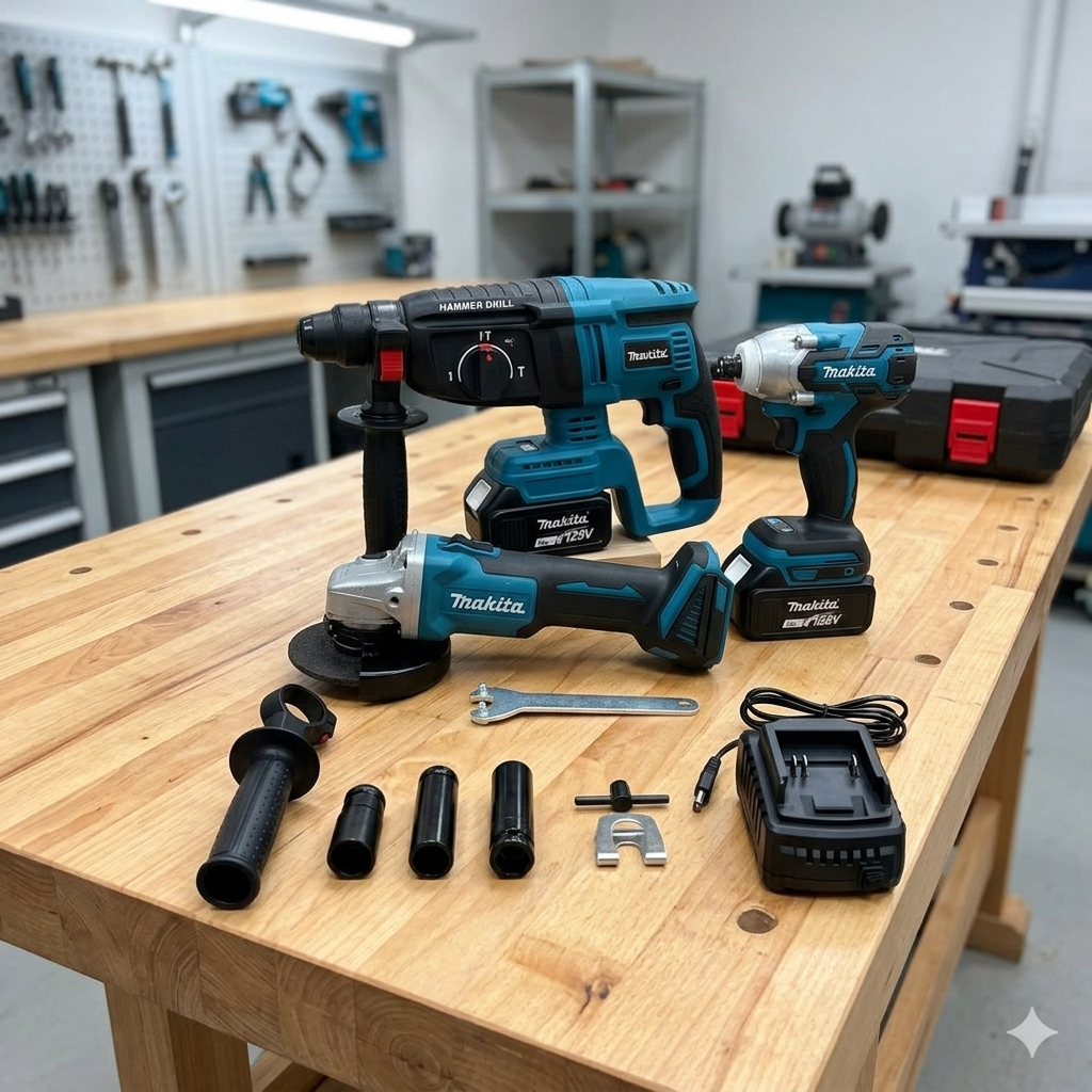 Makita set 4 alata 4 baterije i 2 punjaca