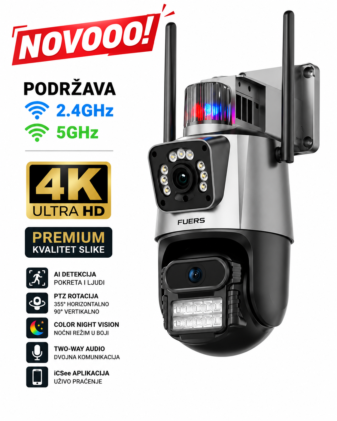 Kamera sa 2 sociva icsee 2.4 ghz i 5 ghz