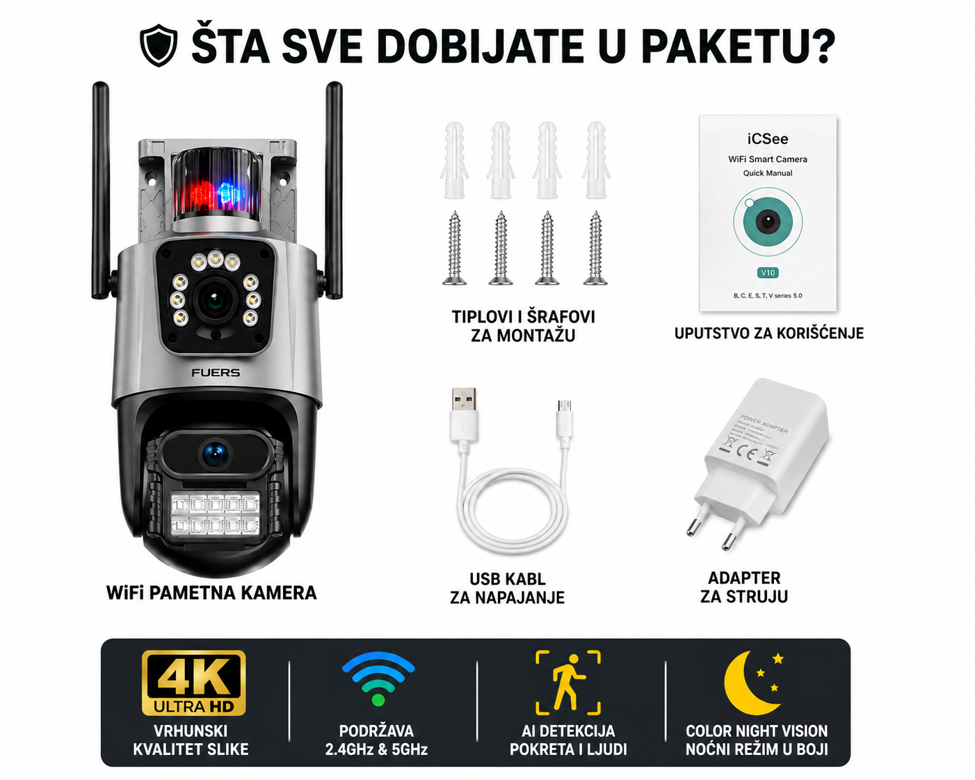 Kamera sa 2 sociva icsee 2.4 ghz i 5 ghz