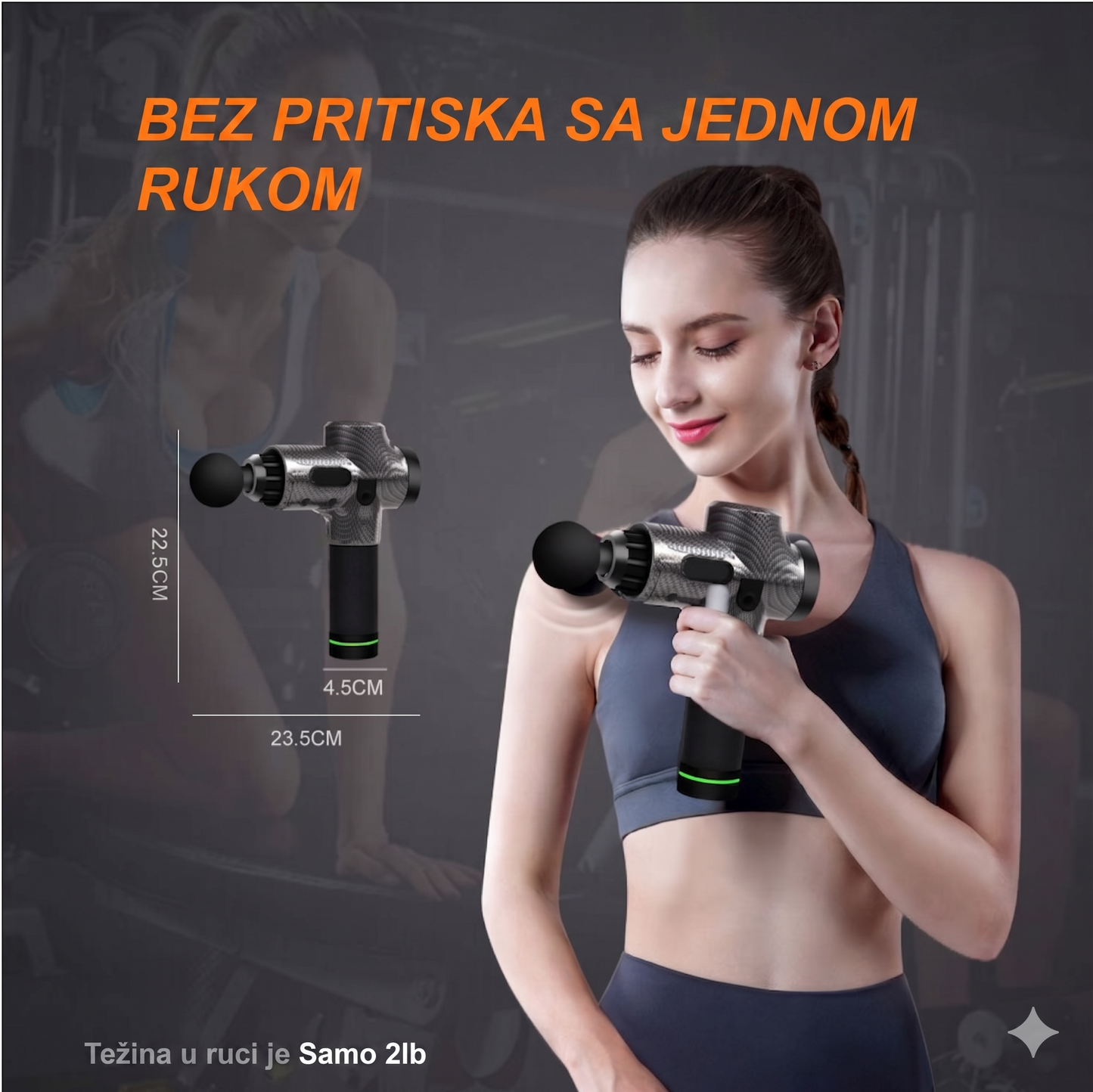 Carbon professional pistolj masazer