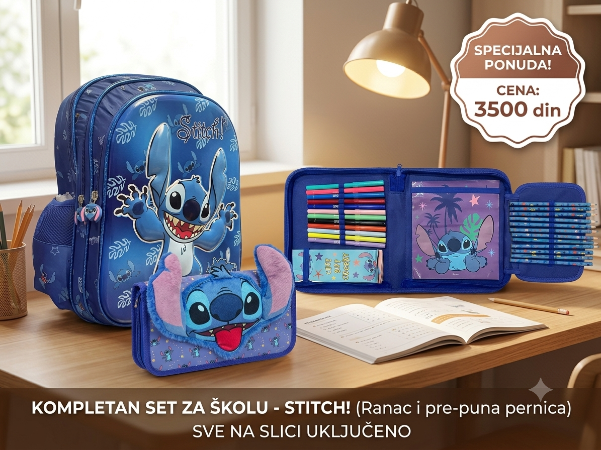 Komplet za školu – Ranac + PREPUNA pernica 🎒✏️